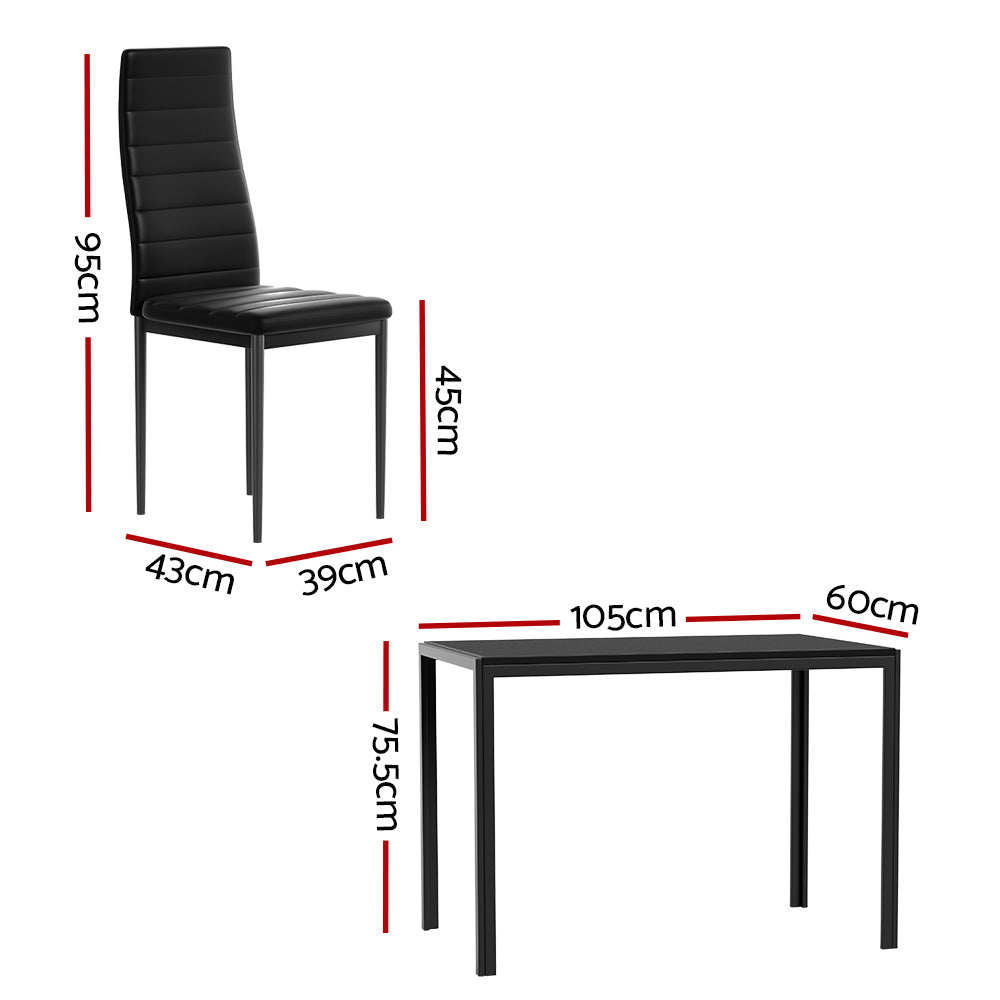 Meridian Dining Set – Black – 4 Seats