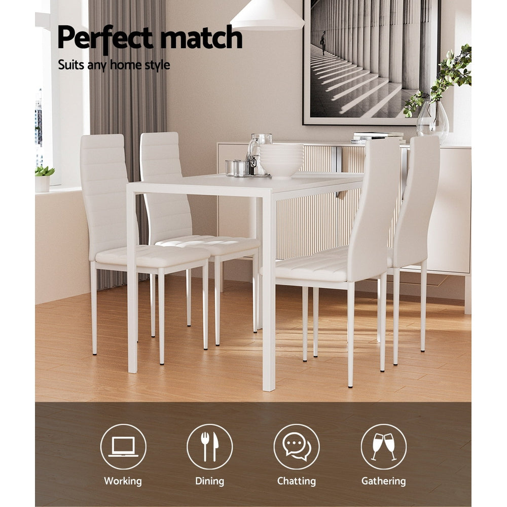 Meridian Dining Set – White – 4 Seats