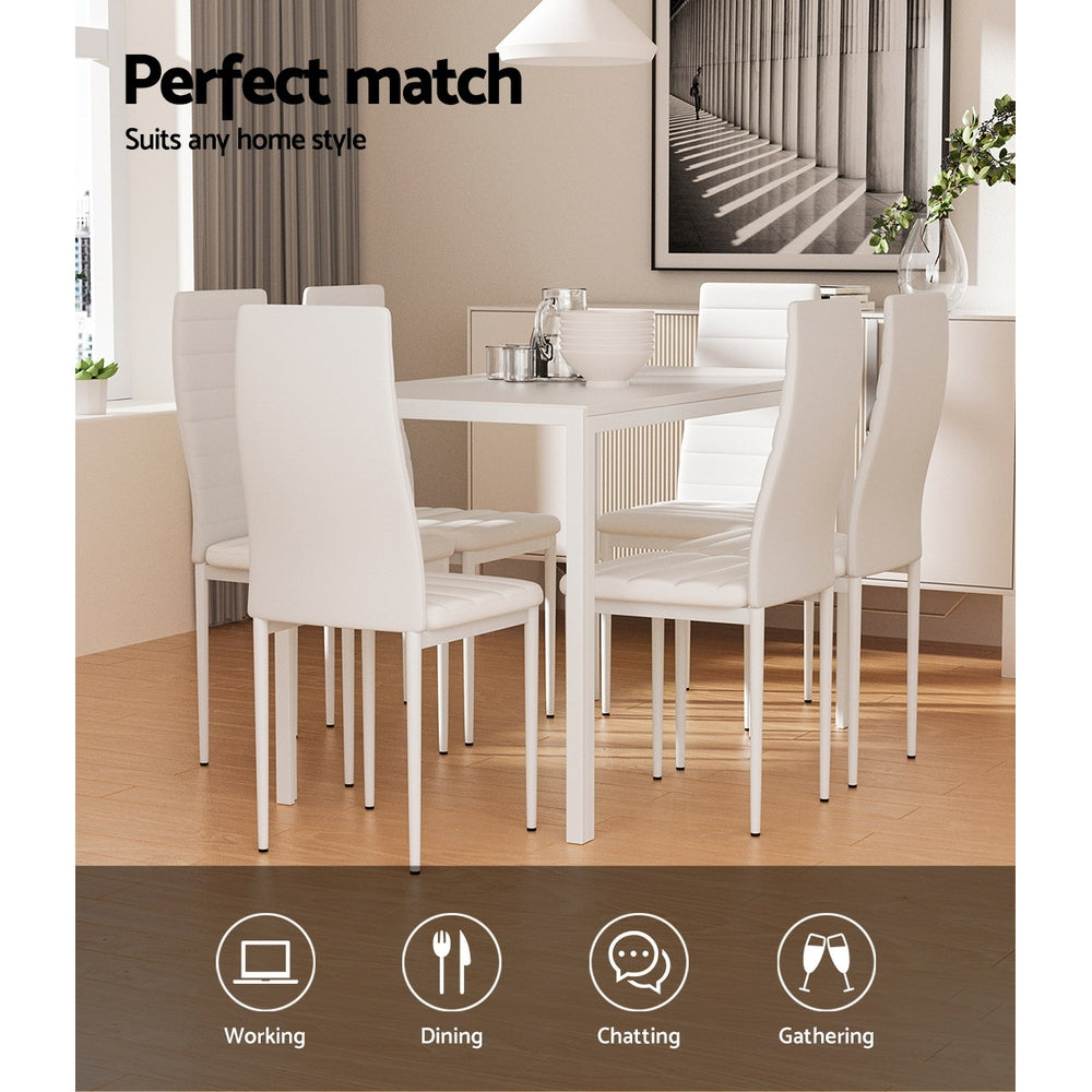 Meridian Dining Set – White – 6 Seats
