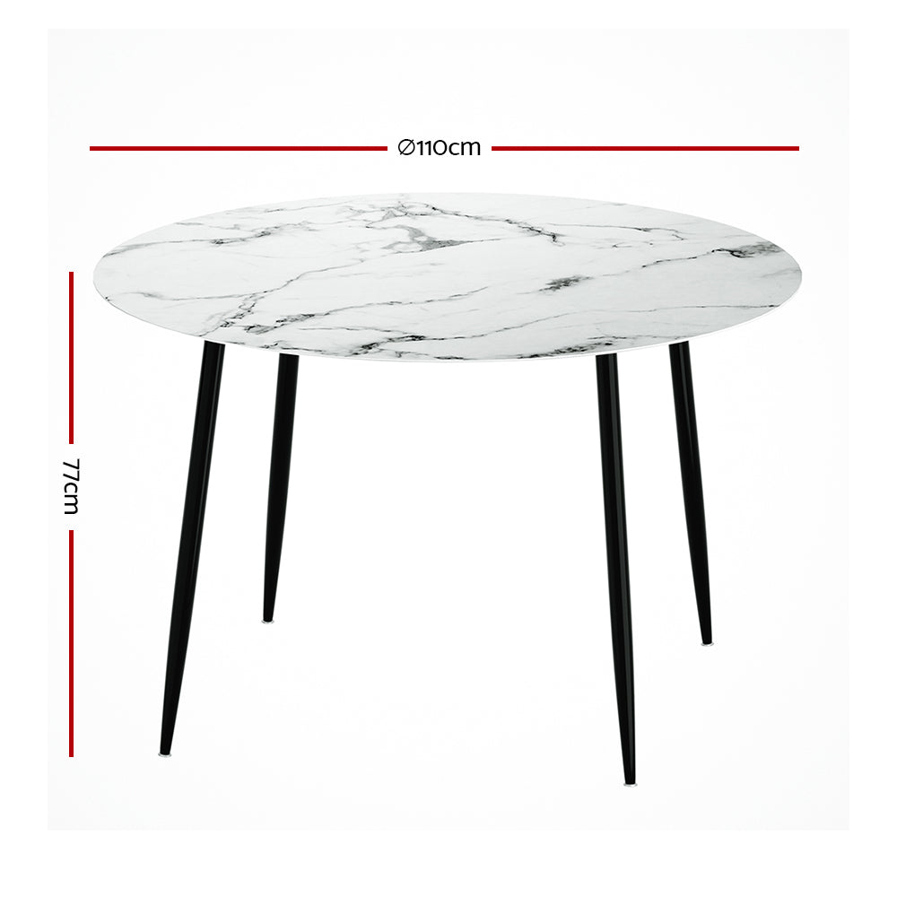 Carrara Round Dining Table – White – 110 cm