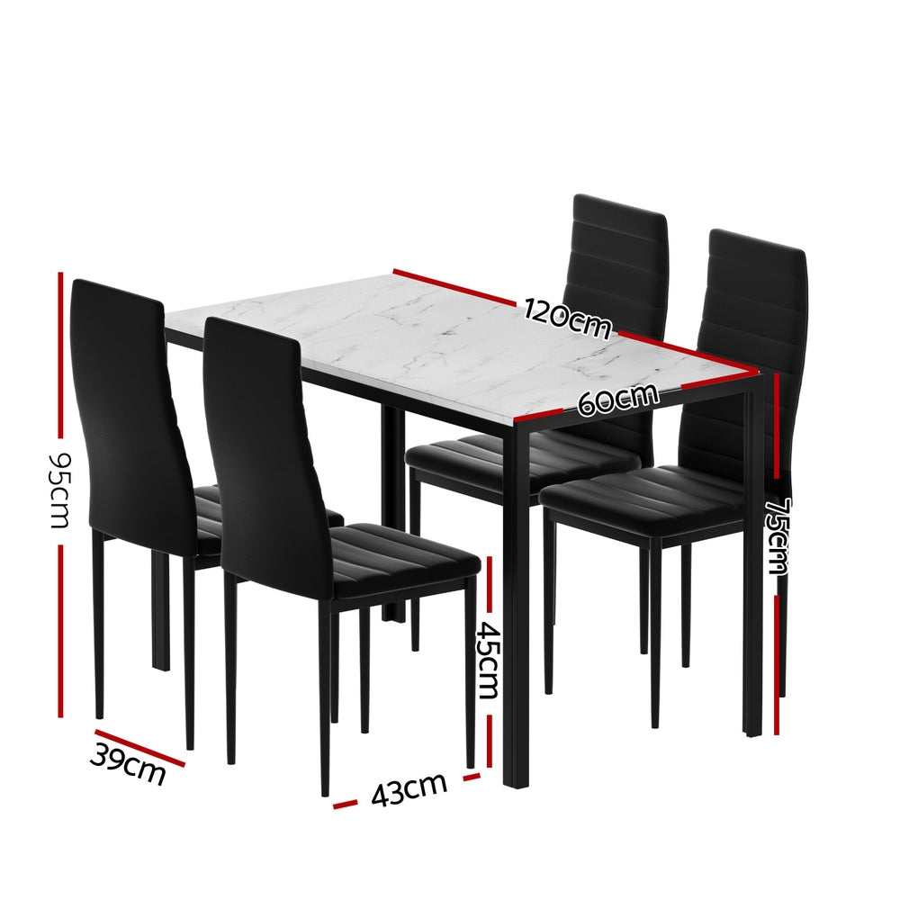 Stellan Dining Table & Chair Set – Black – 5 Piece