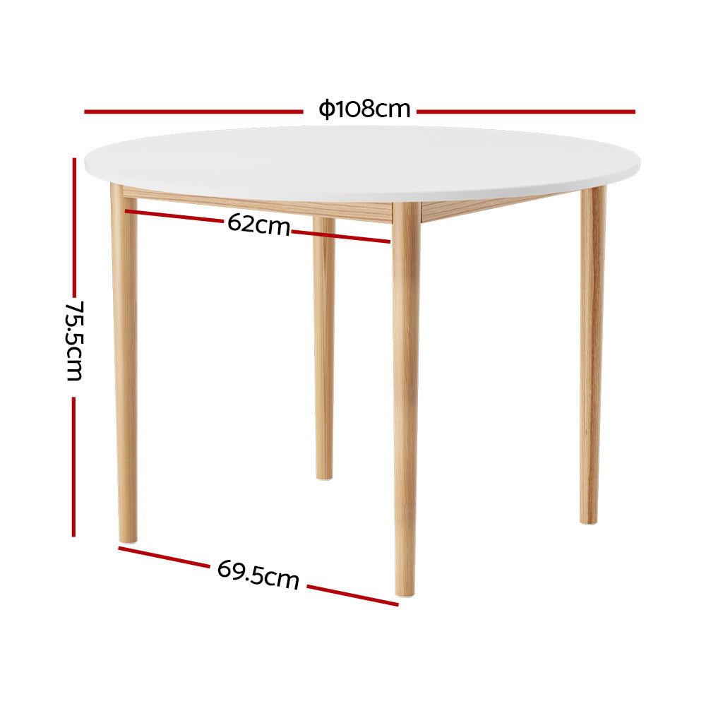 Demi Round Dining Table – White – 108 cm