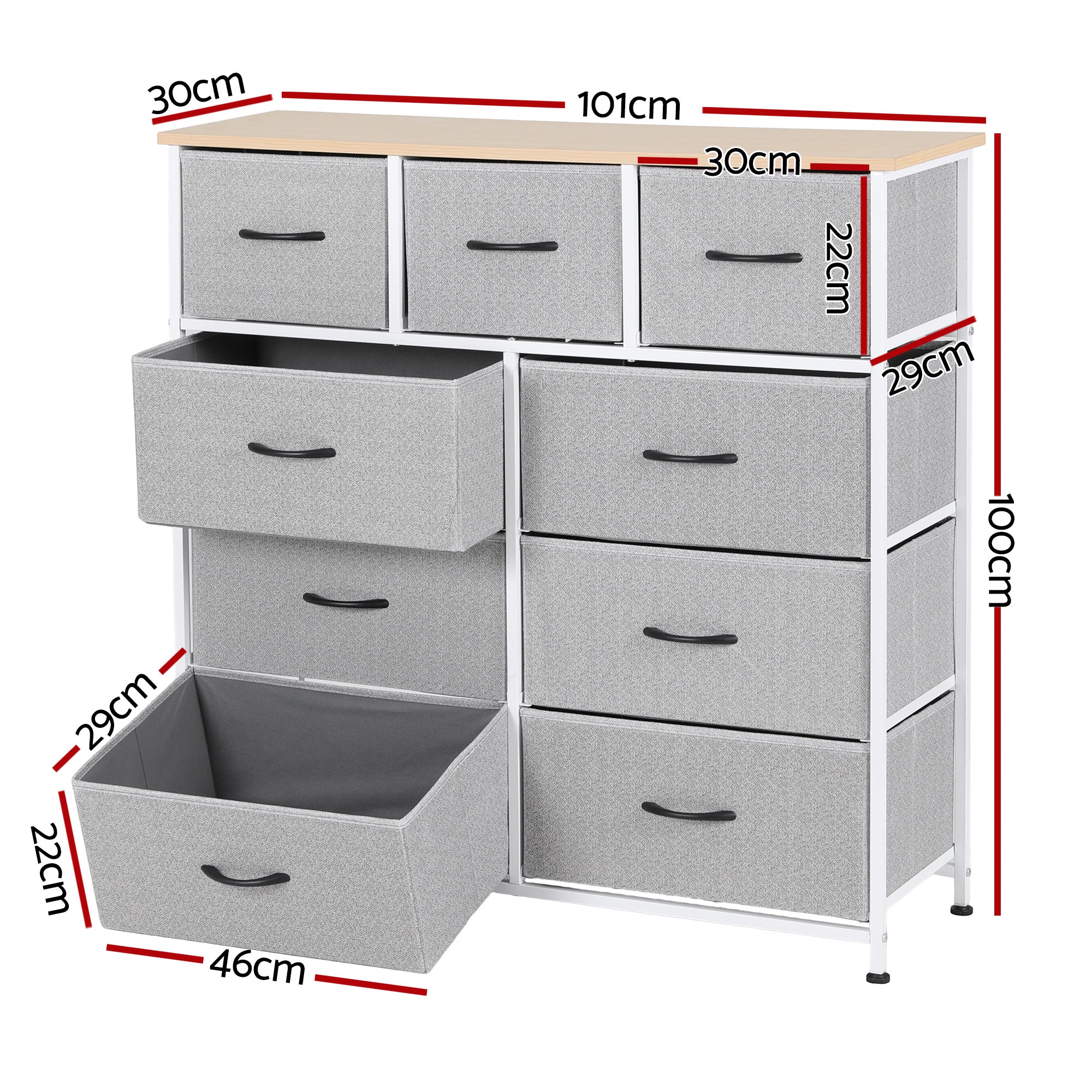 Marston 9-Drawer Storage Chest – Light Grey