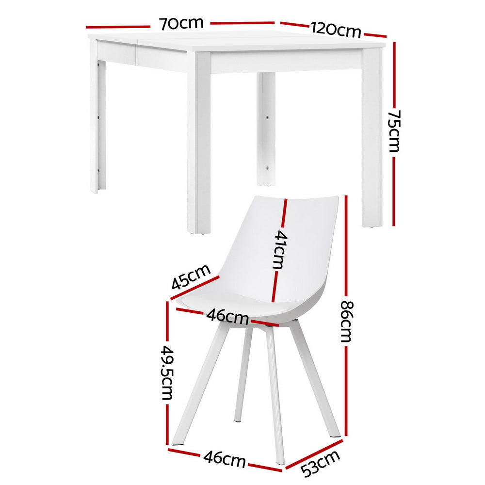 Linden Rectangle Dining Set – White – 4 Seats