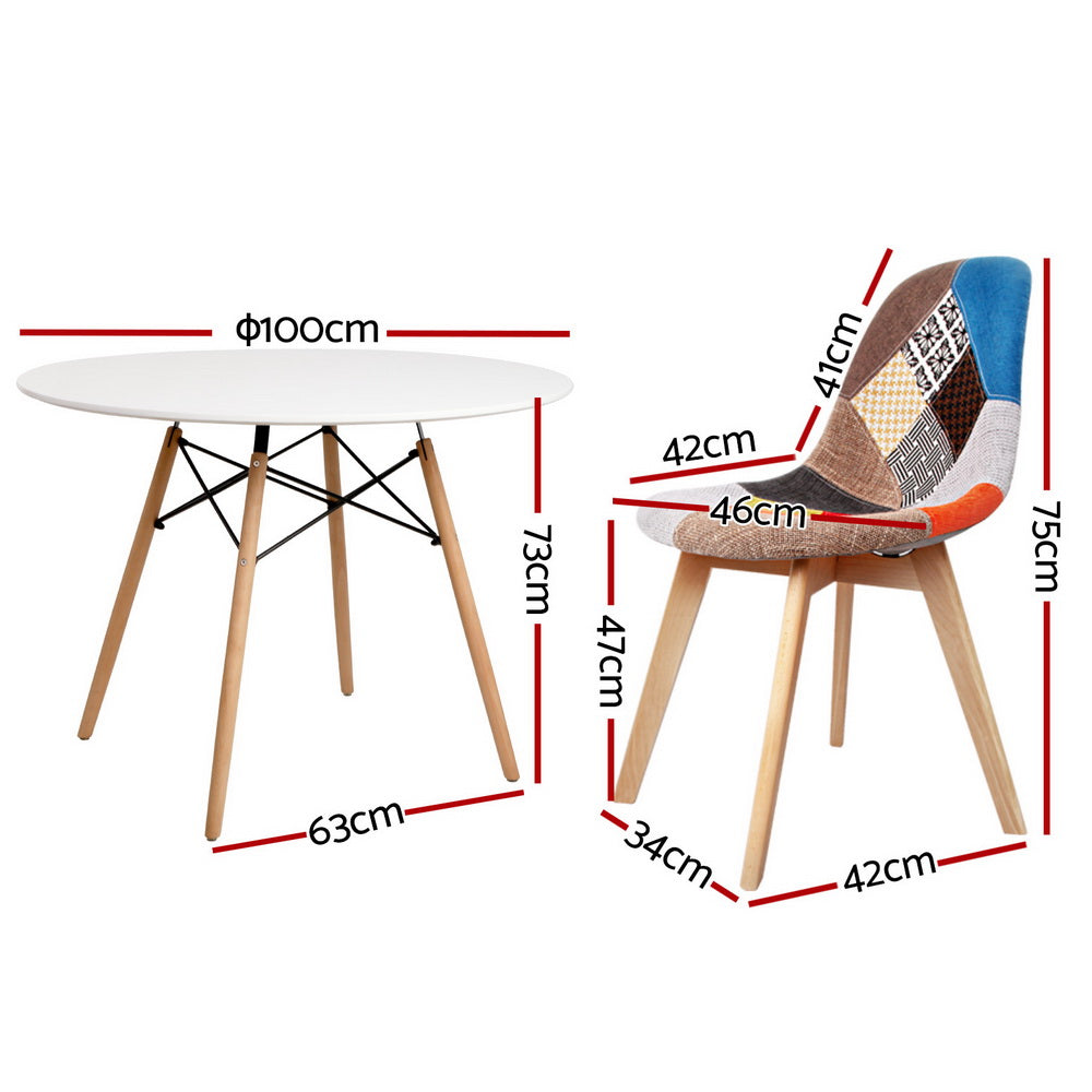 Kieran Dining Table & Chair Set – White – 5 Piece