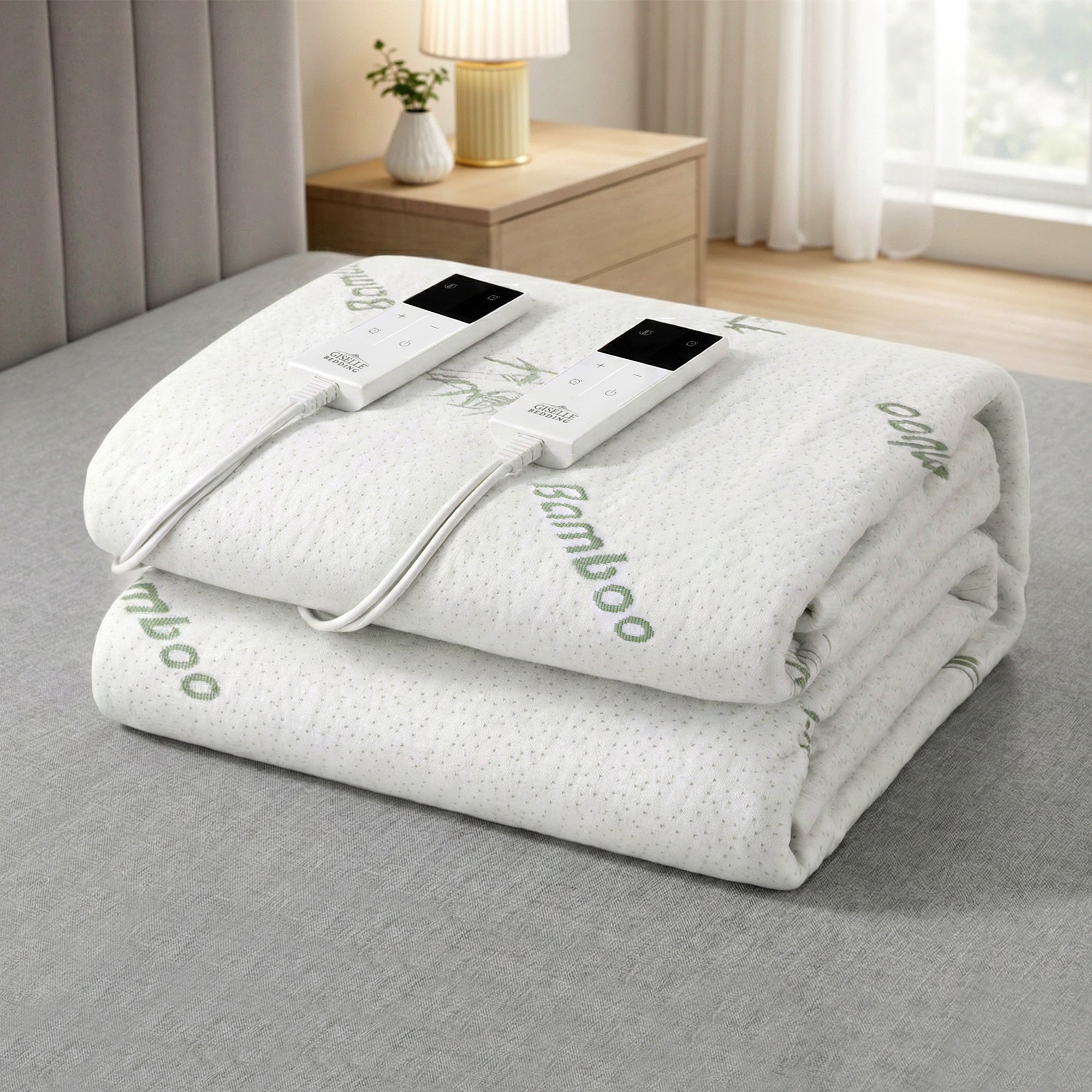 Giselle Electric Blanket Bamboo Fabric Fitted Heated Pad Underlay Washable Winter – King