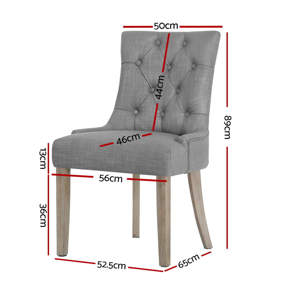 Cayes Linen French Provincial Dining Chairs – Grey – Set of 4