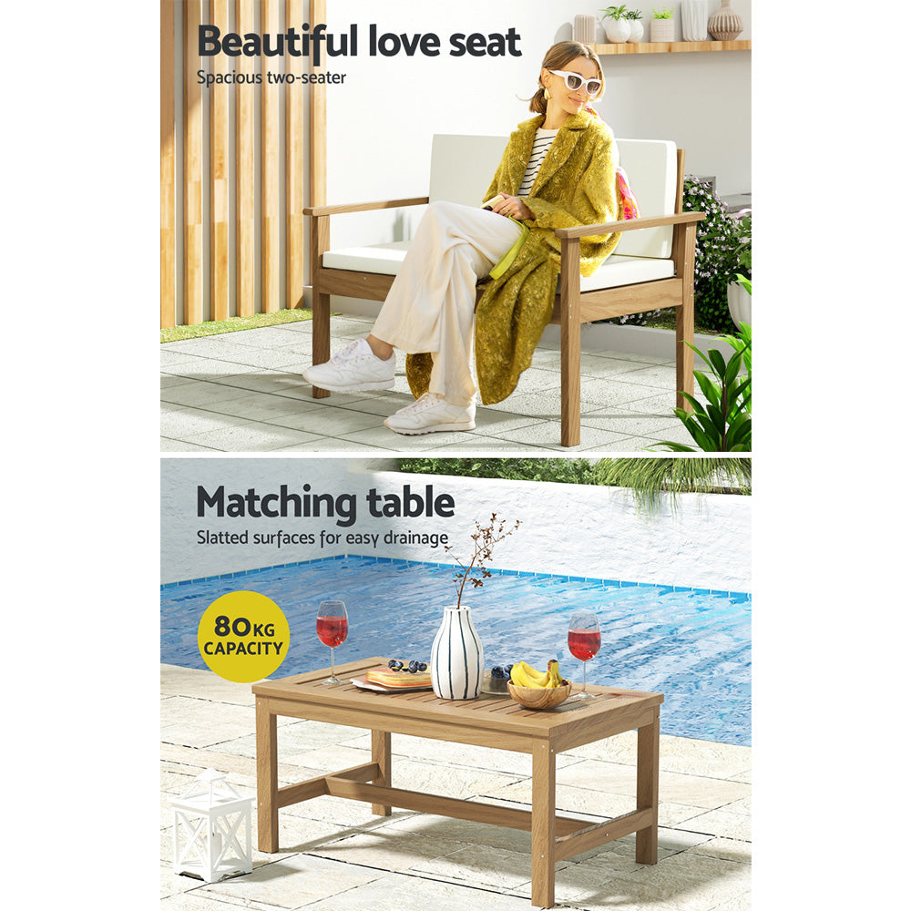 Linden 4-Piece Outdoor Sofa Set – Brown / Wood
