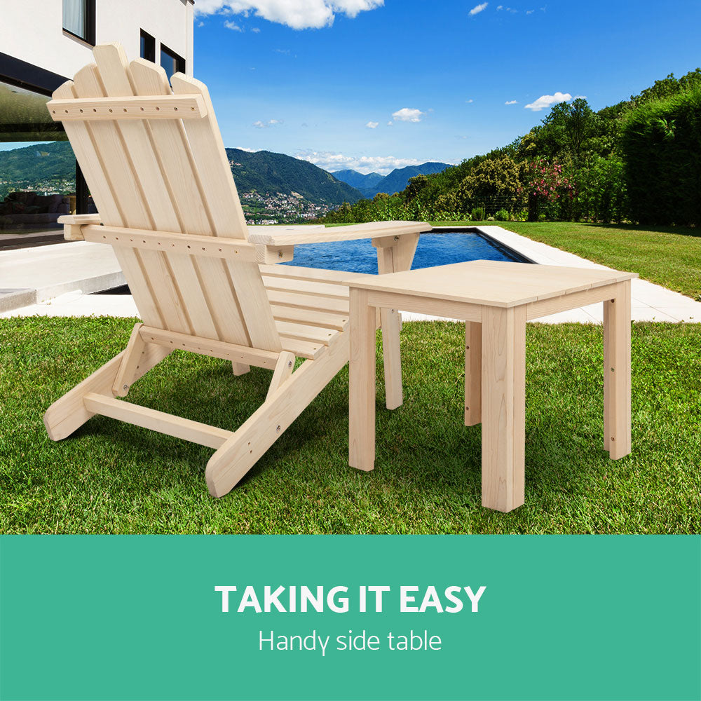 Coastal Wooden Side Table – Natural – 40 cm