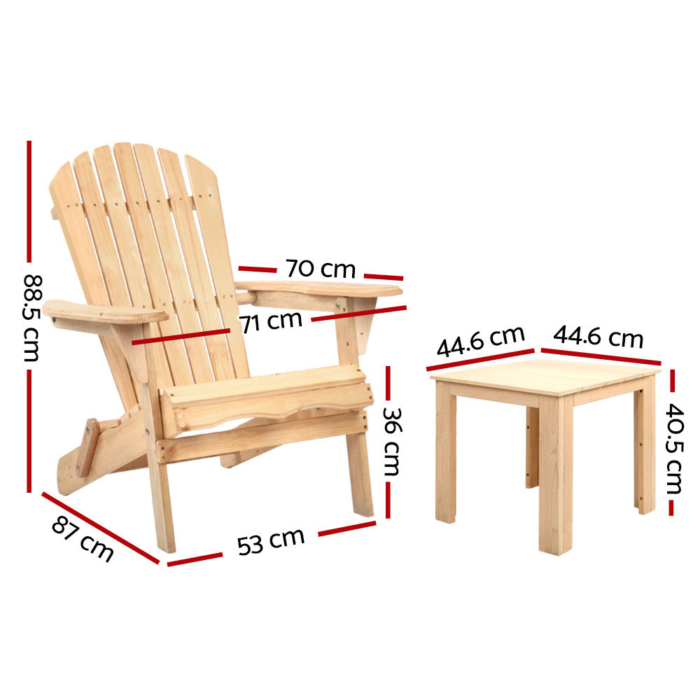 Cove Adirondack Outdoor Set – Natural – 3 Piece