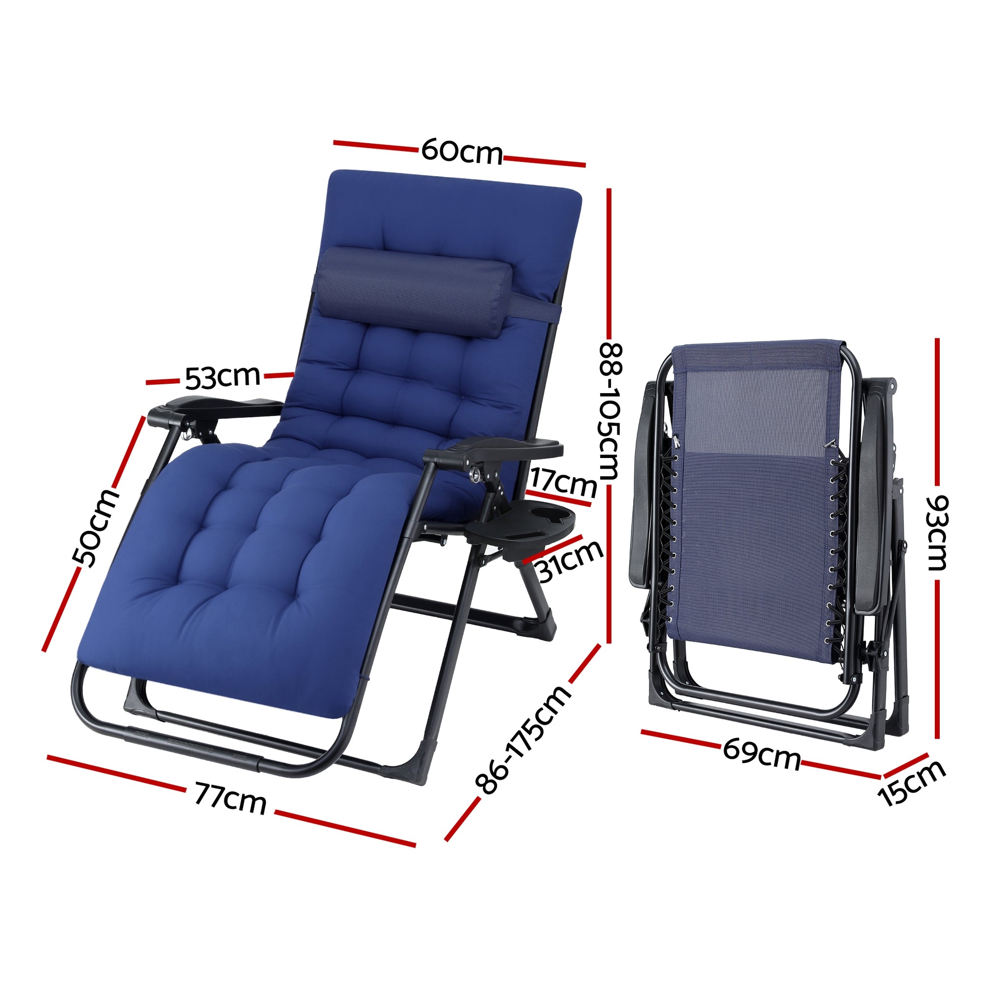 Serano Zero Gravity Sun Lounger – Blue – XL