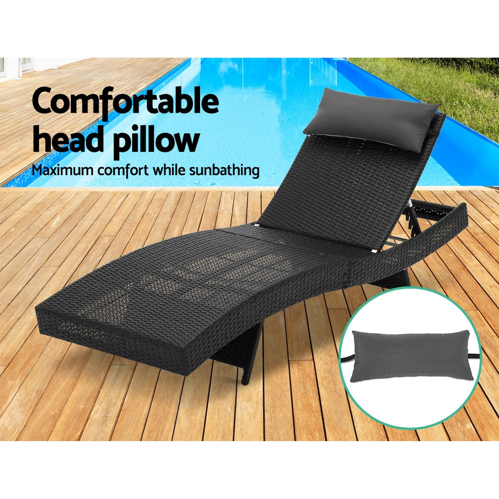Atlas Wicker Sun Lounger Set – Black – Set of 2