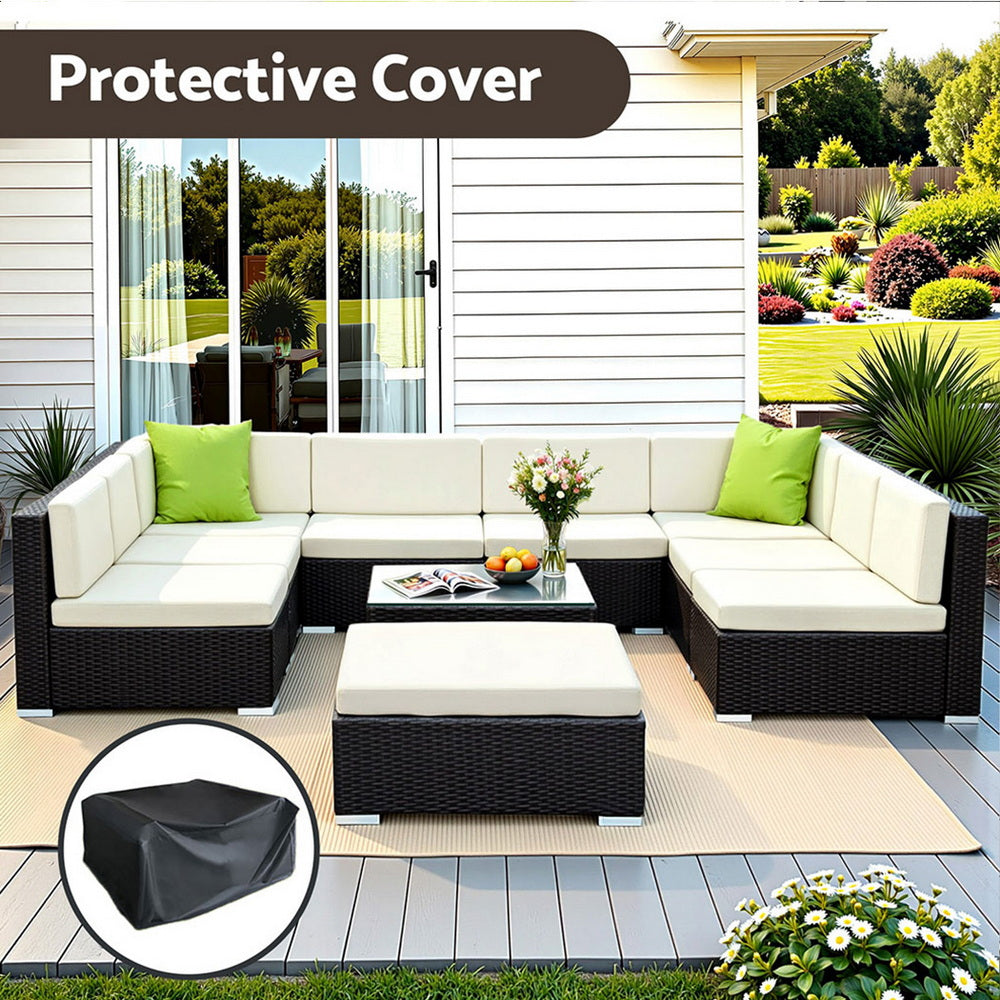 Cove Outdoor Sofa Set – Black – 10 Piece