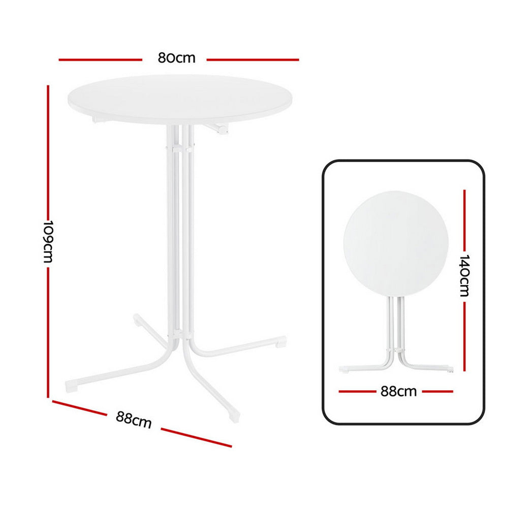 Solaris Folding Bar Table – White – 80 cm