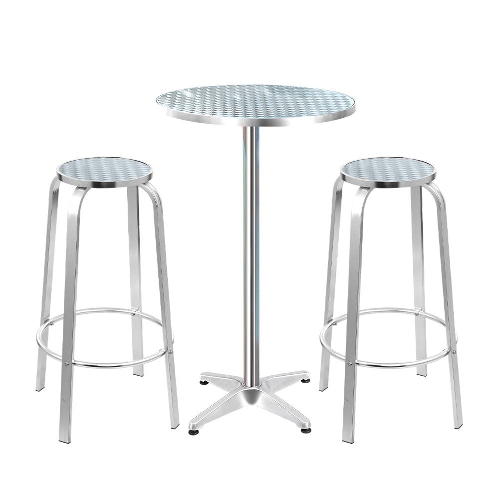 Atlas 3 - Piece Outdoor Bar Set Bistro Table Stools Adjustable Round Cafe