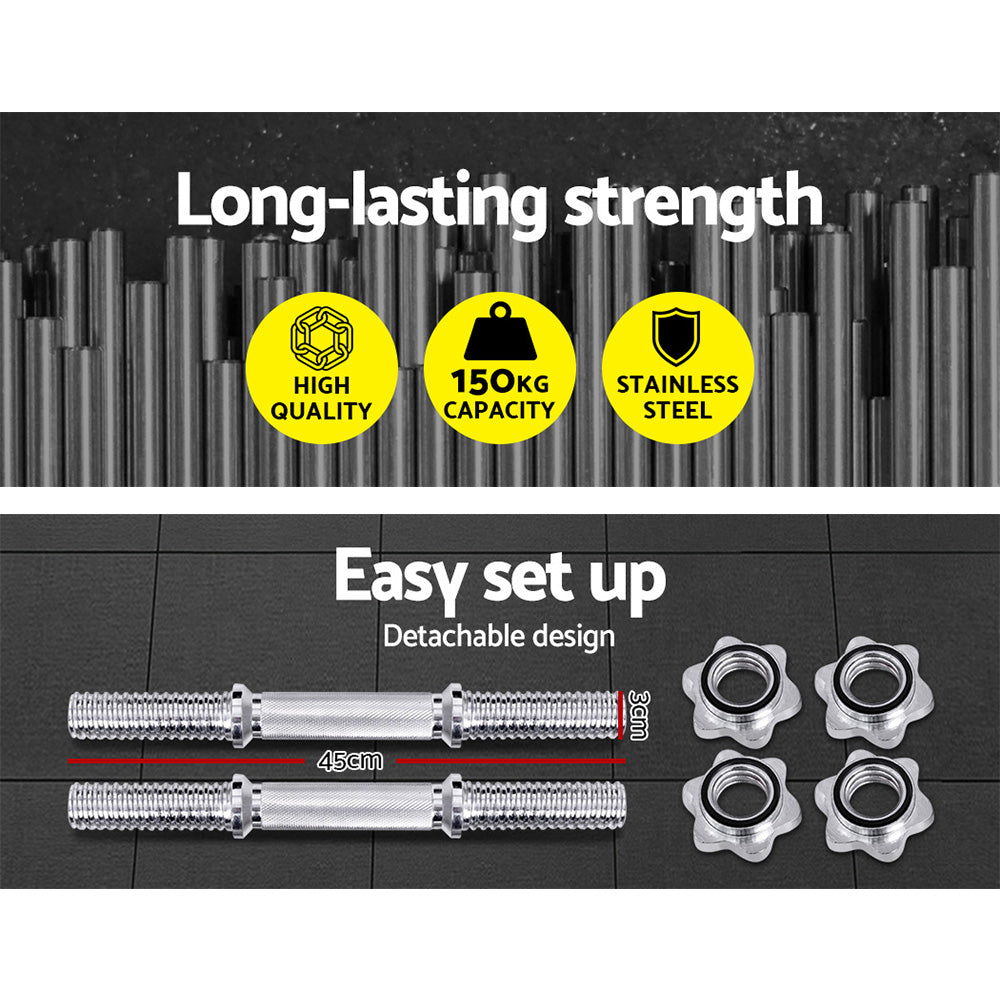 Everfit Dumbbell Bars – Chrome – 45 cm – Set of 2