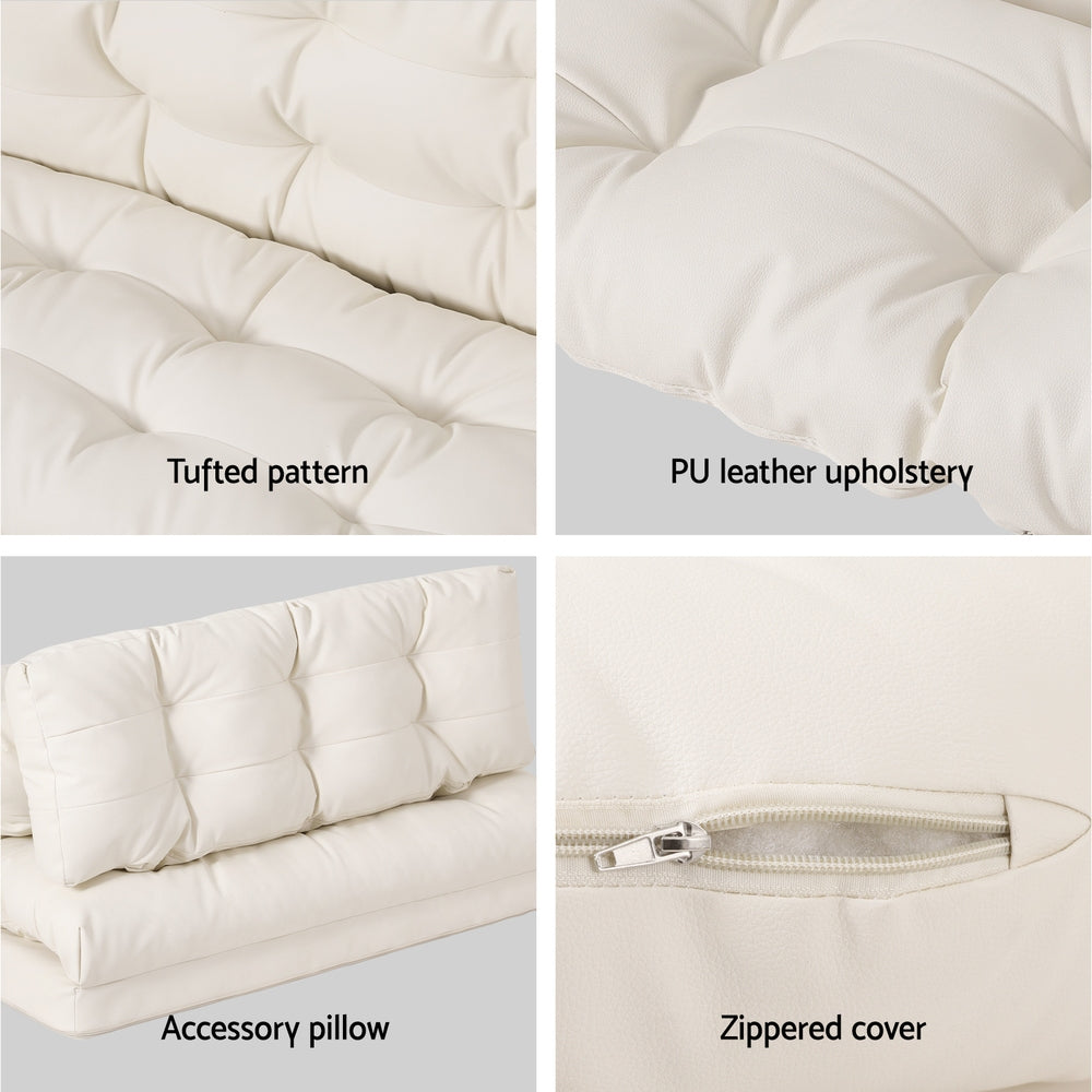 Kenzo Floor Lounge Sofa – White Leather – 2 Seaters