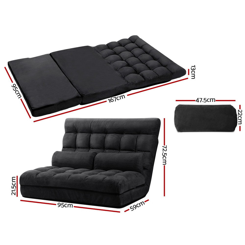 Serano Floor Lounge Sofa Bed – Charcoal – 2 Seater