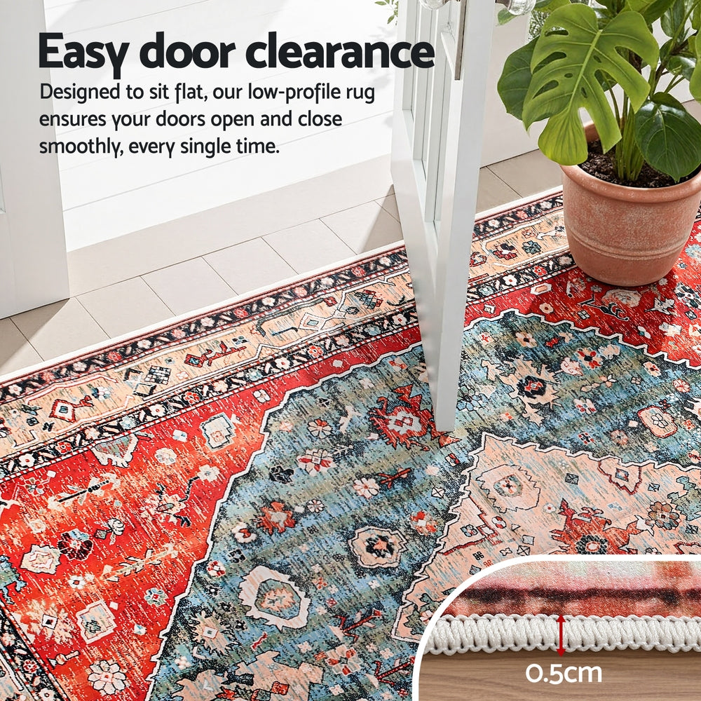 Kensington Geometric Washable Rug – Red – 160 × 230 cm