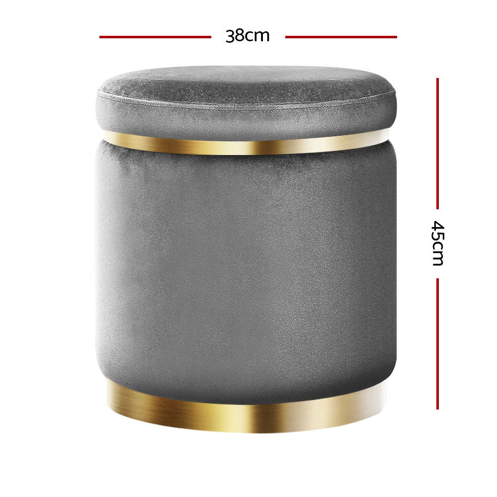 Aldara Velvet Foot Stool – Charcoal – 40 cm