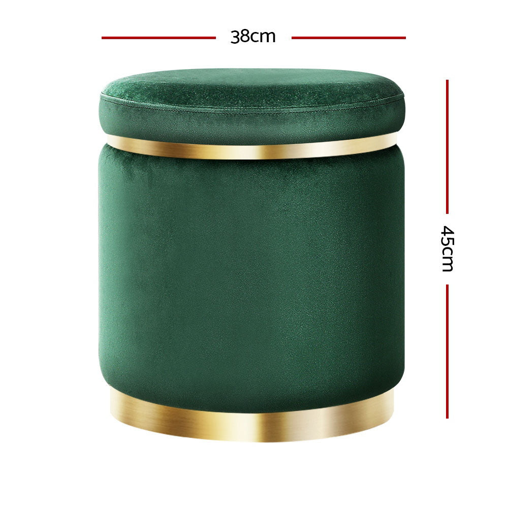 Marlena Velvet Footstool – Green – Standard