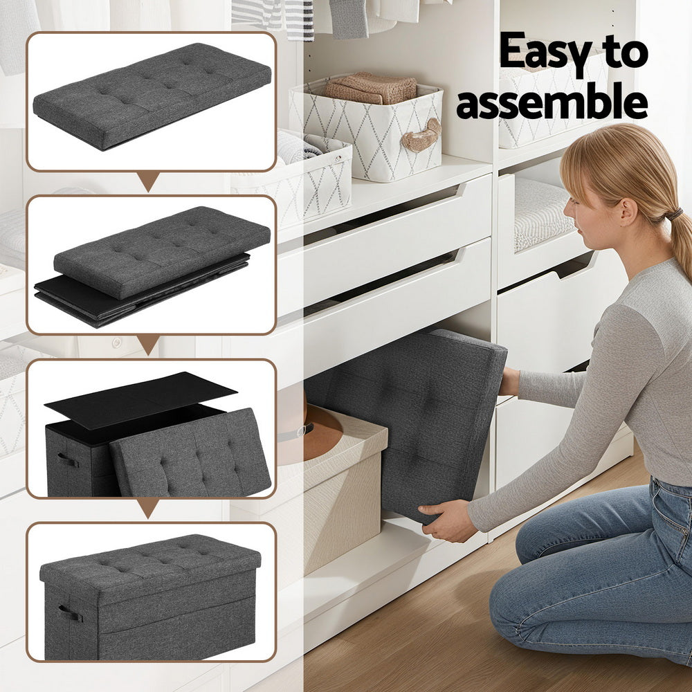 Vega Storage Ottoman – Grey – 76 cm