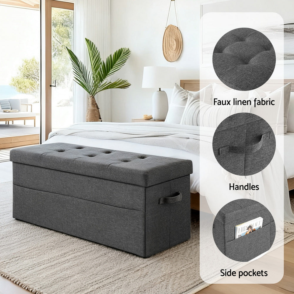 Vega Storage Ottoman – Grey – 76 cm