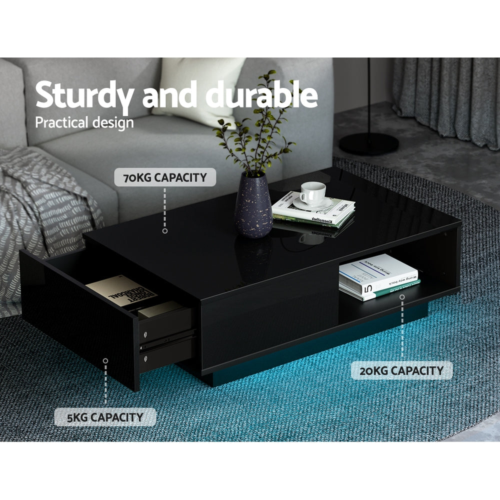 Lumina LED Coffee Table – Black – 95 cm