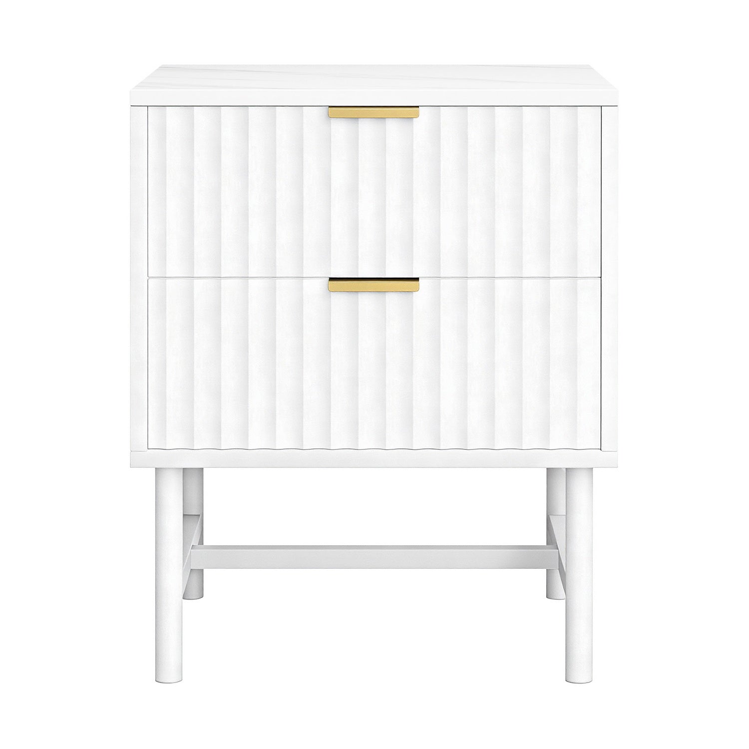 Merton Bedside Table – White – 2 Drawers