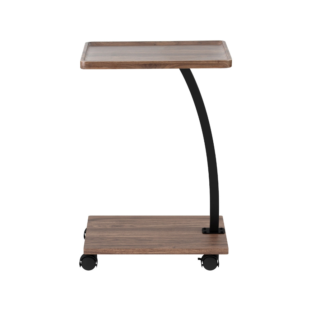 Mobile C-Shaped Coffee Table – Brown / Wood – 30 cm
