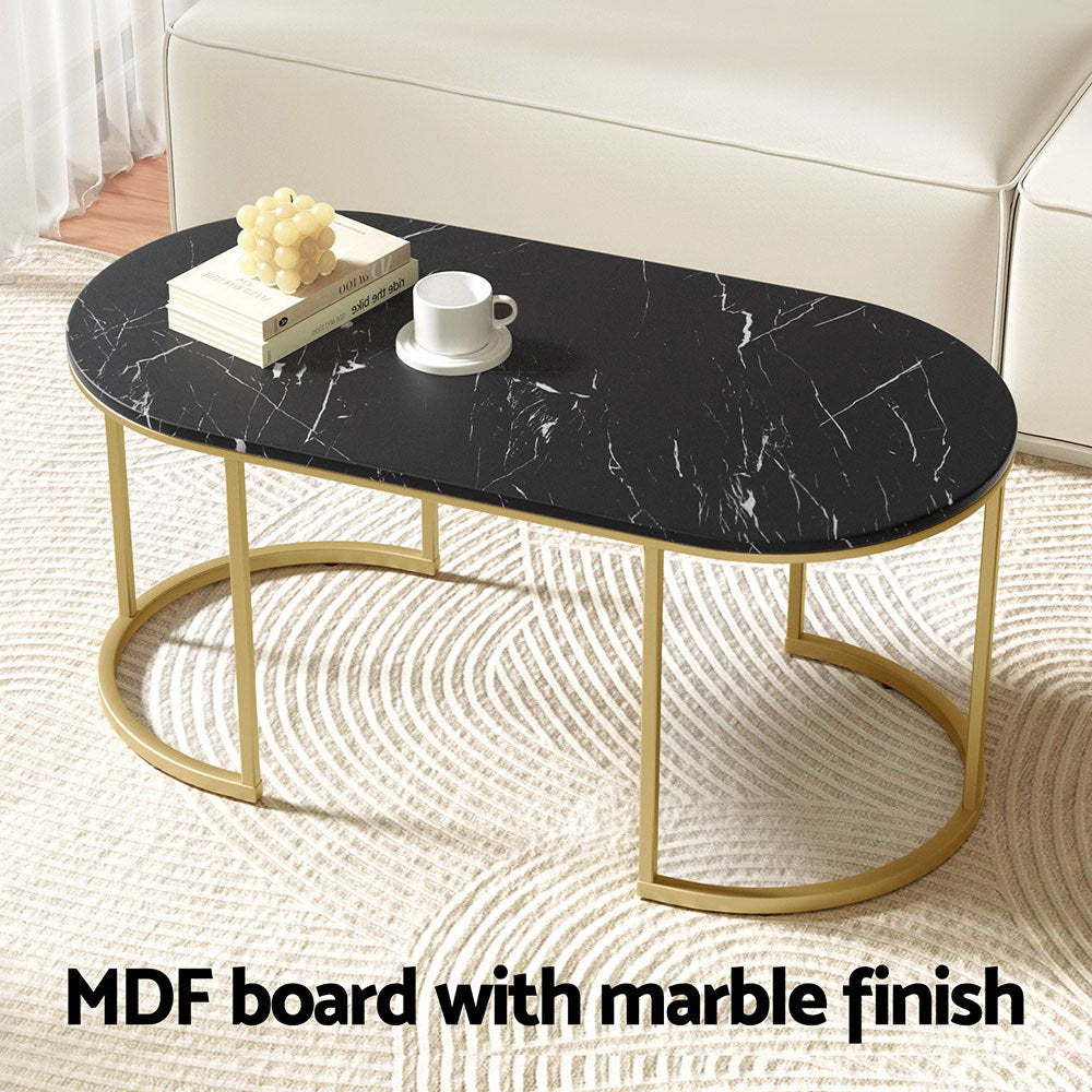 Luxor Coffee Table – Black & Gold – 100 cm