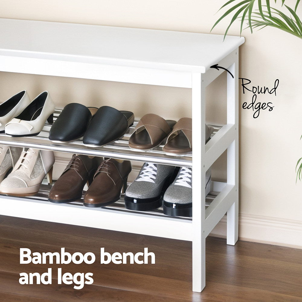 Kubota Bamboo Shoe Bench – White – 10 Pairs
