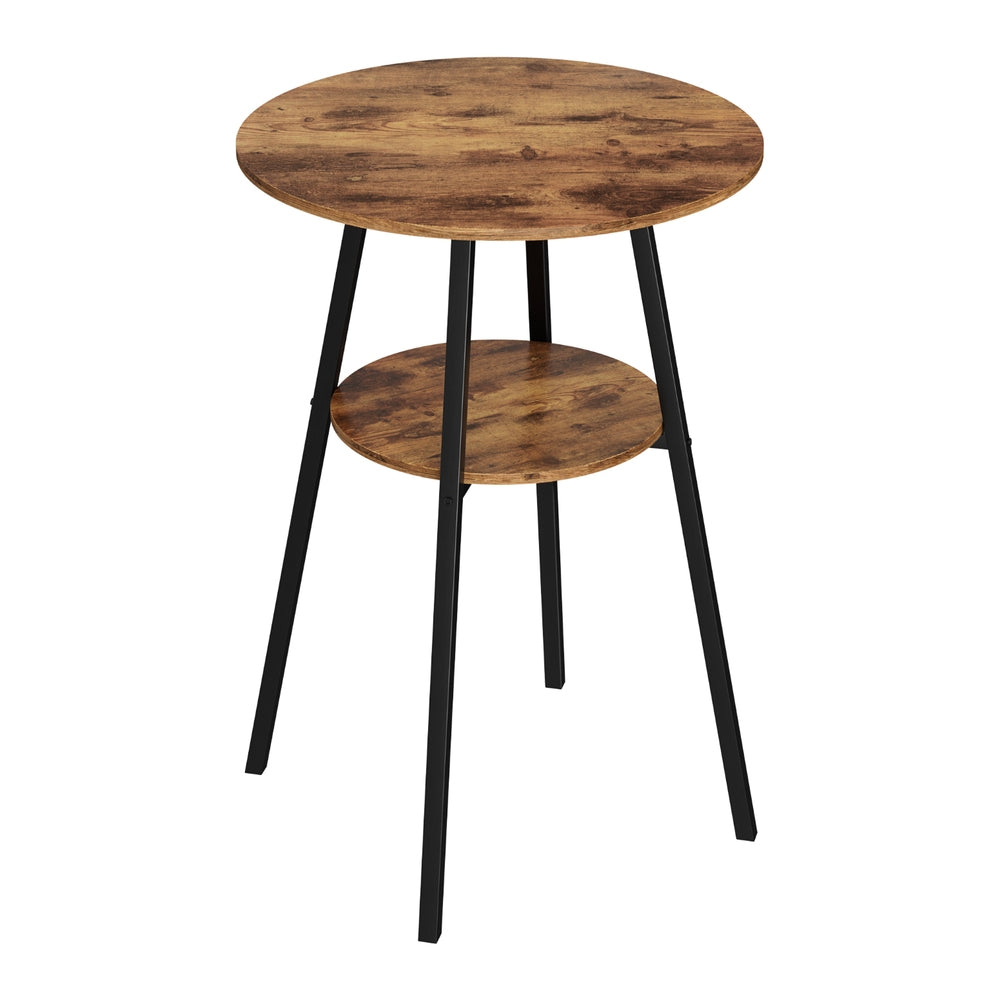 Industrial Bar Table with 2 - Tier Organizer Weather - Resistant MDF Top Steel Frame