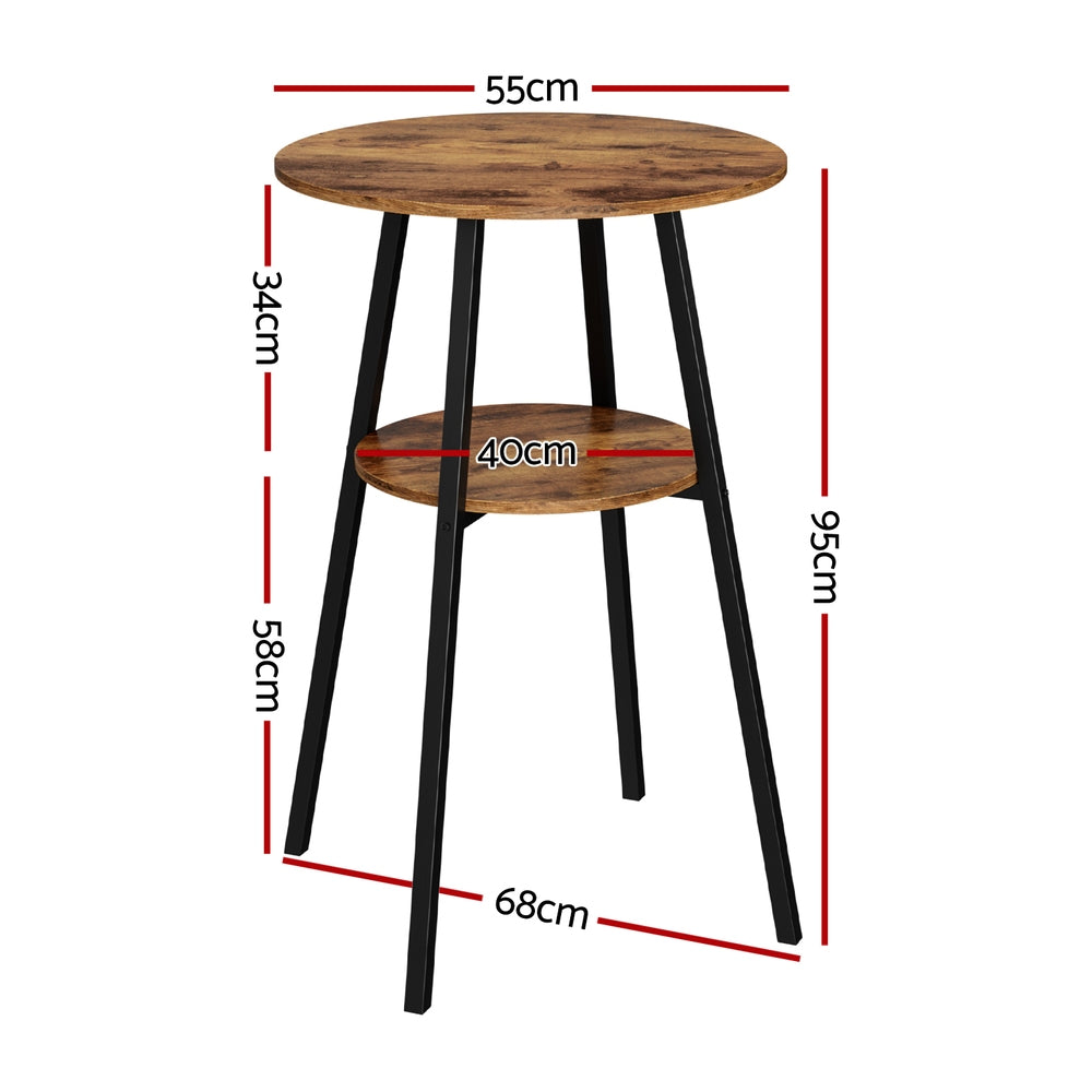 Alderon Industrial Bar Table – Brown / Wood – 95 cm