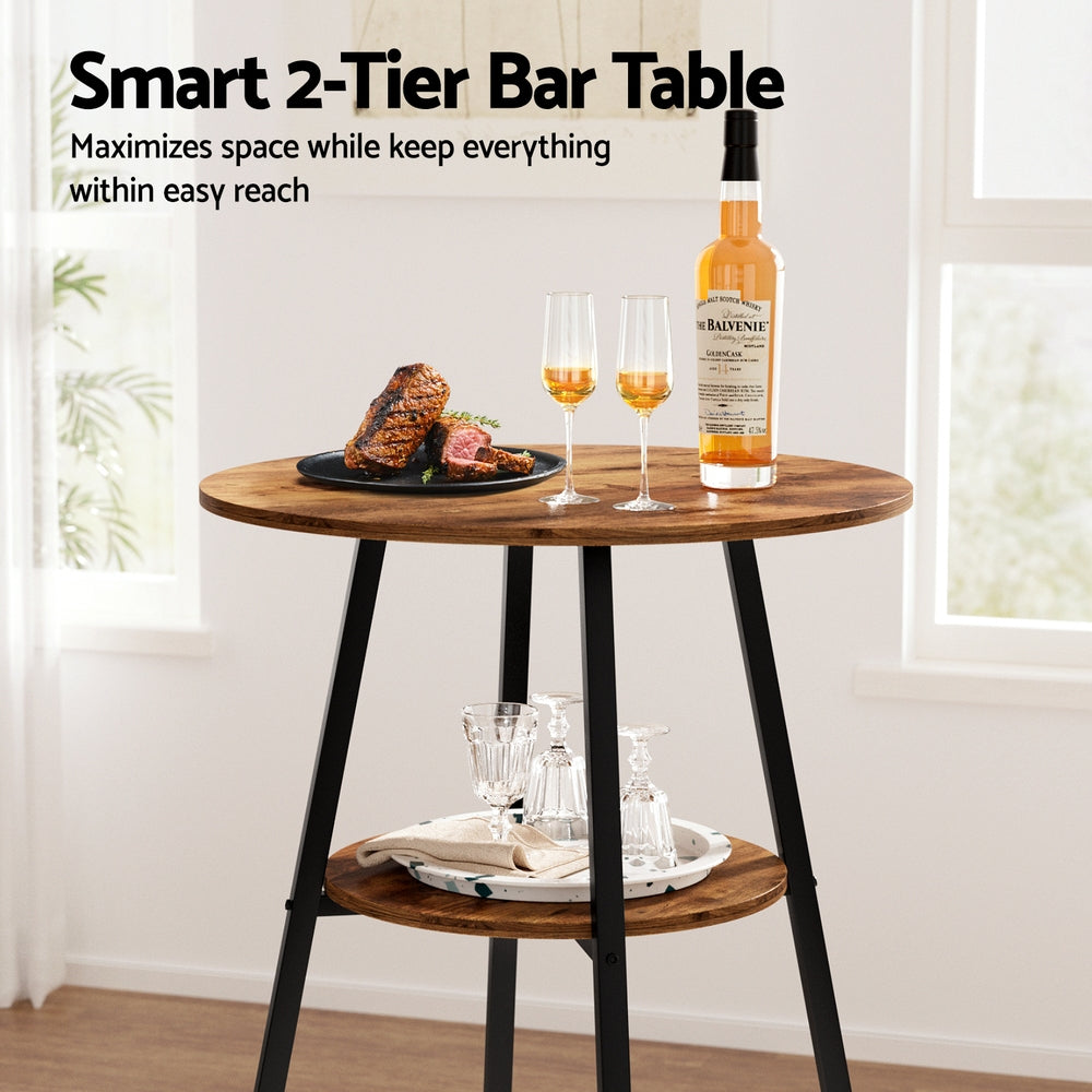 Alderon Industrial Bar Table – Brown / Wood – 95 cm