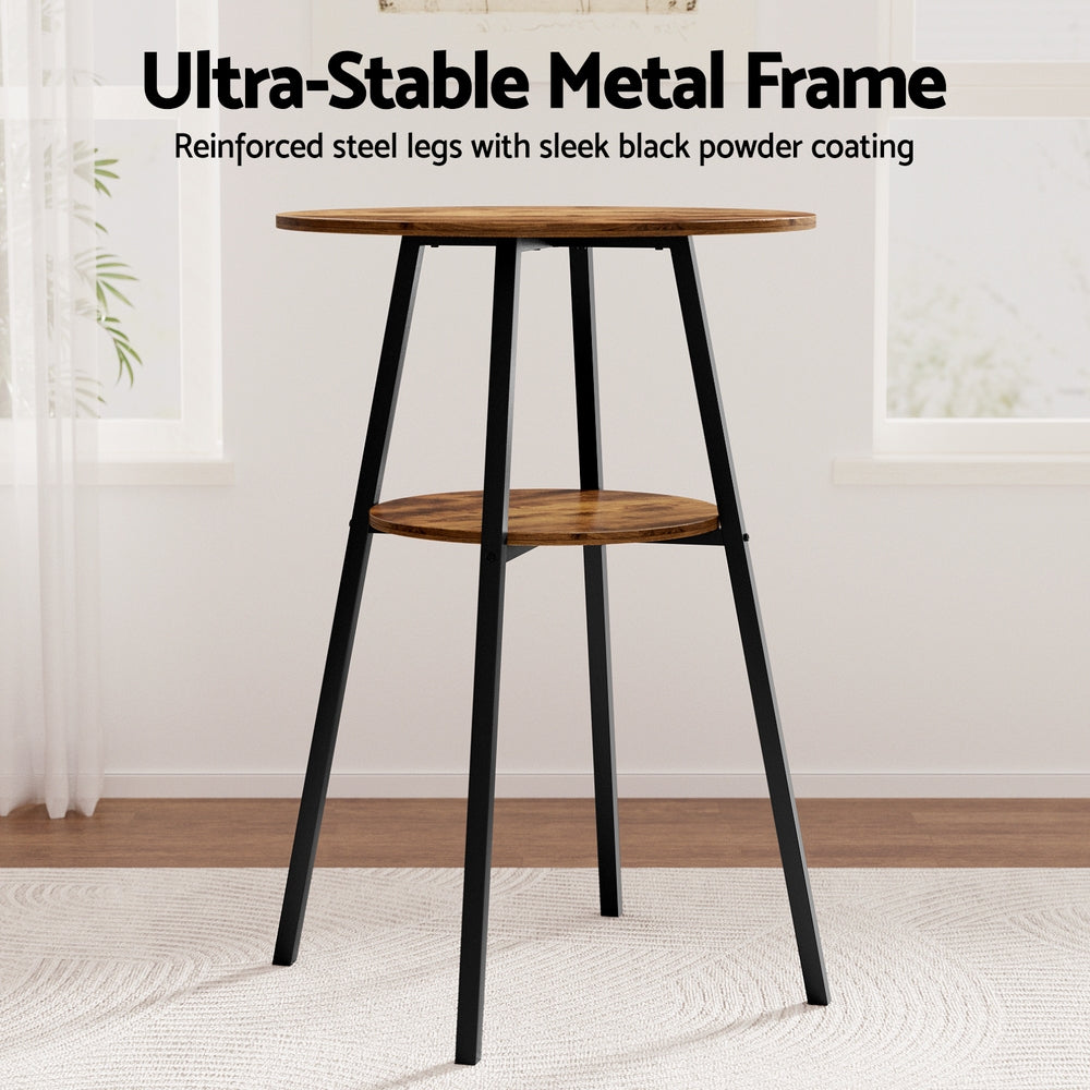 Alderon Industrial Bar Table – Brown / Wood – 95 cm