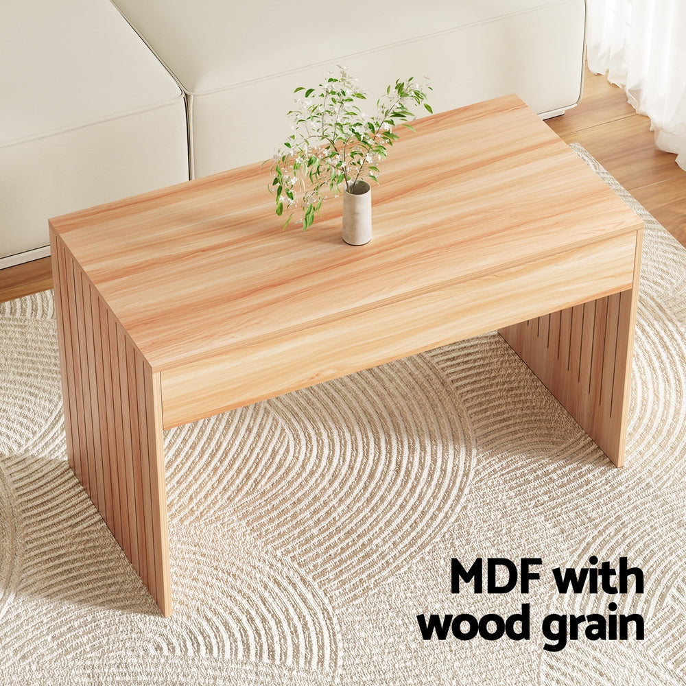 Serano Fluted Coffee Table – Pine – 100 cm