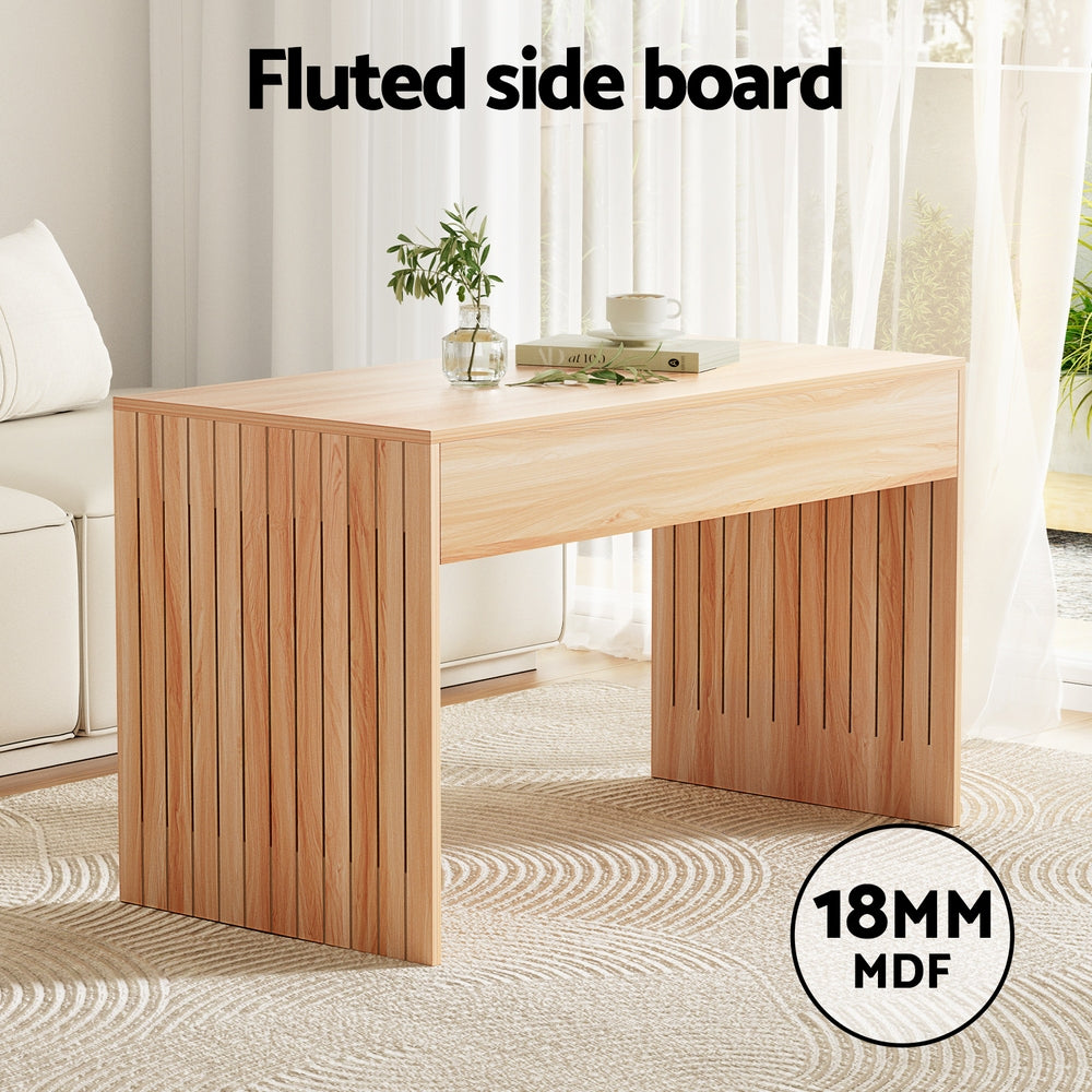 Serano Fluted Coffee Table – Pine – 100 cm