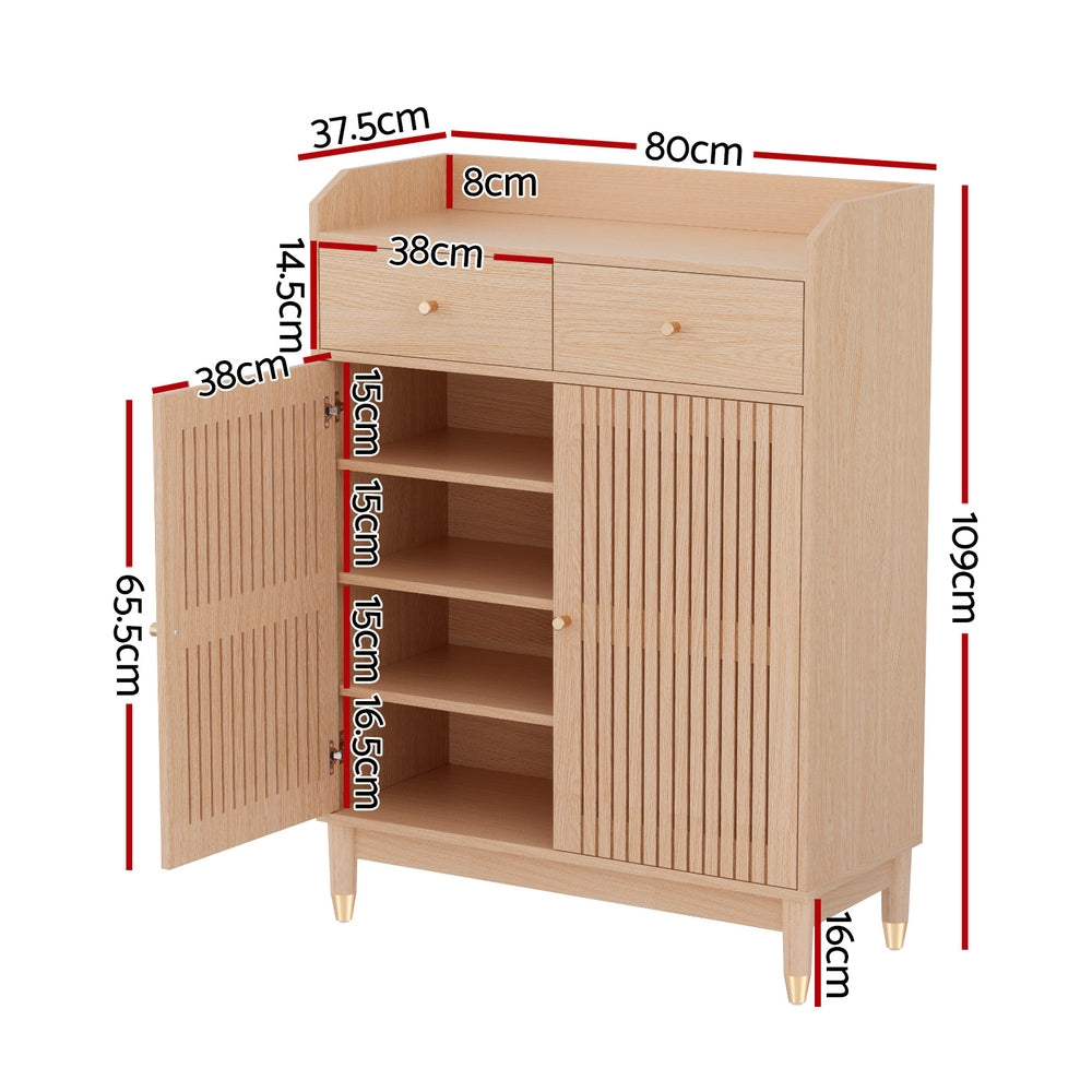 Hudson 4-Tier Shoe Cabinet – Pine – 16 Pairs