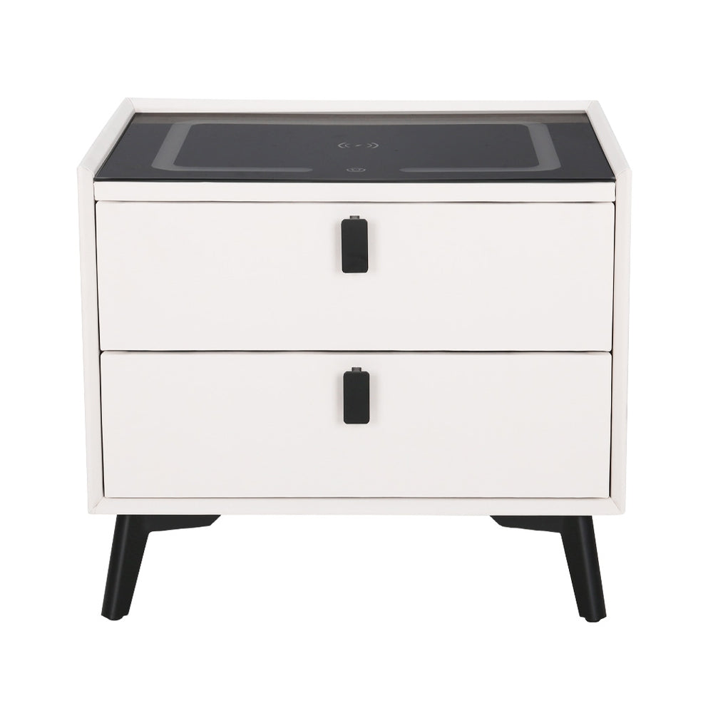 Aika Smart Bedside Table – White – LED & Wireless Charging
