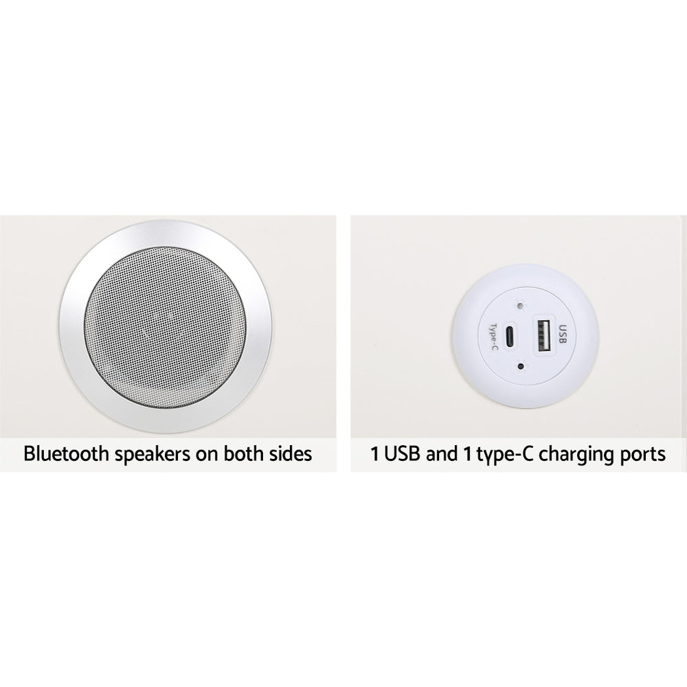 Aika Smart Bedside Table – White – LED & Wireless Charging