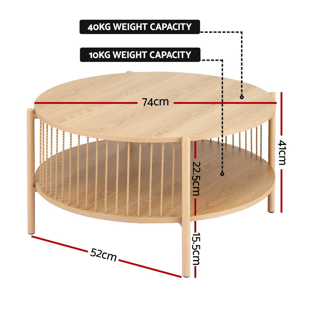 Marlton Round Coffee Table – Pine – Medium