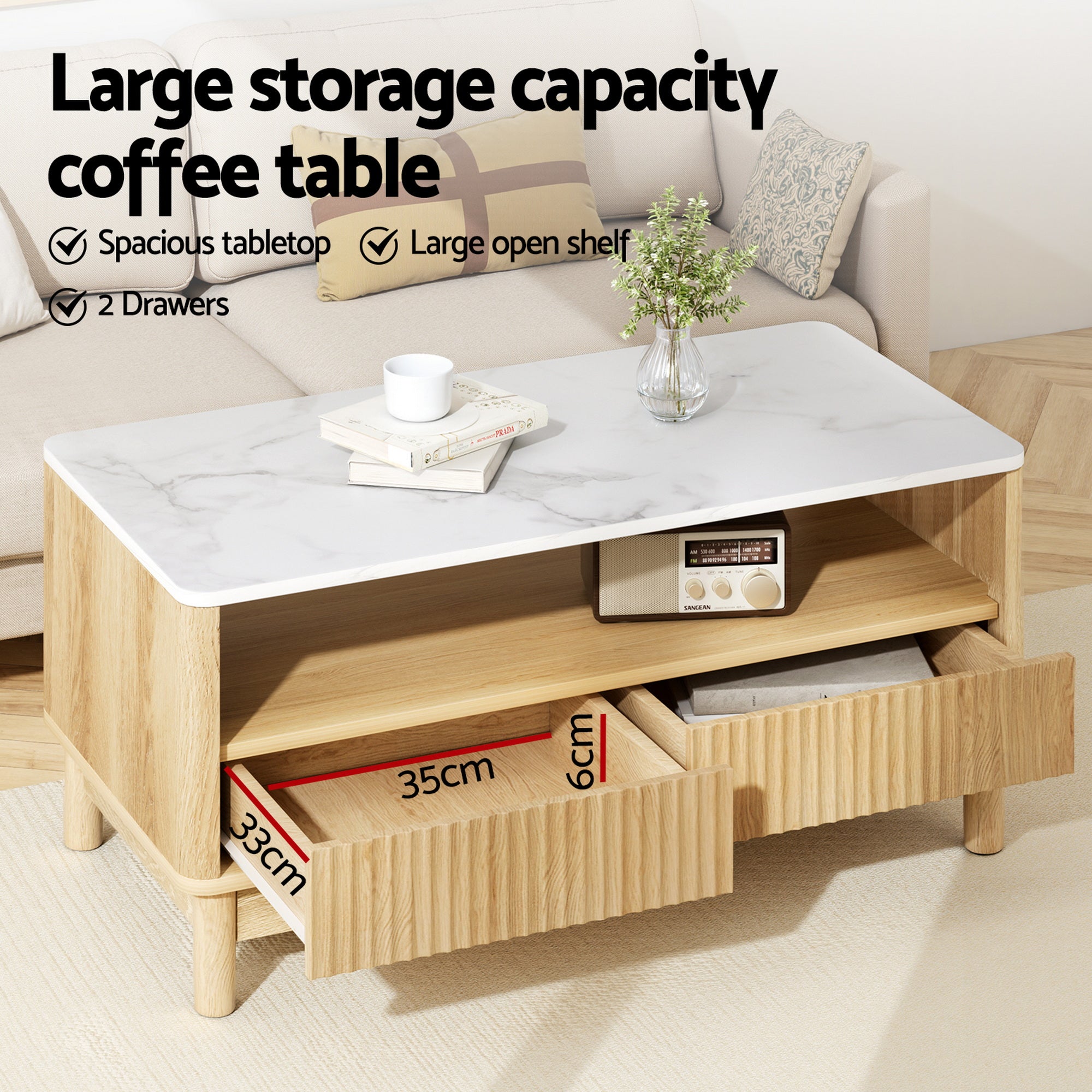 Linden TV Unit & Coffee Table Set – Pine – Set of 2