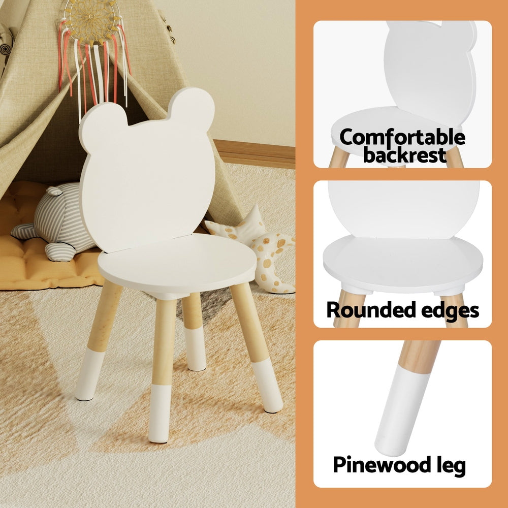 Cove Kids Table and Chairs Set – White – 3 Piece