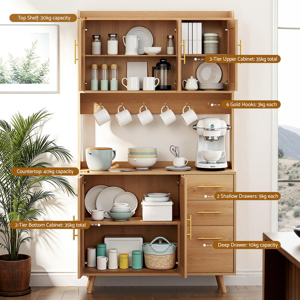Ashford Rattan Buffet Hutch – Pine – 100 cm