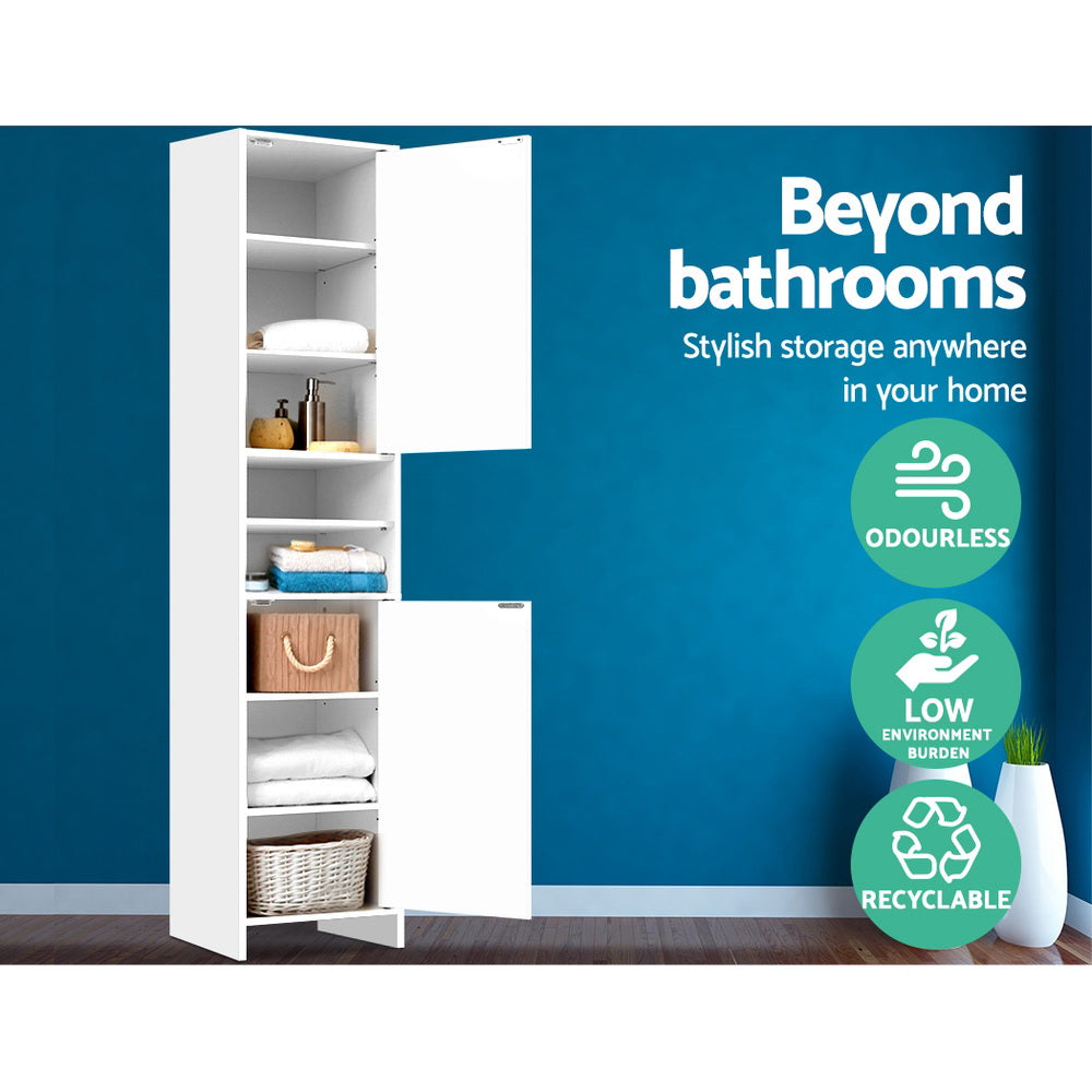 Meridian Tall Storage Cabinet – White – 185 cm