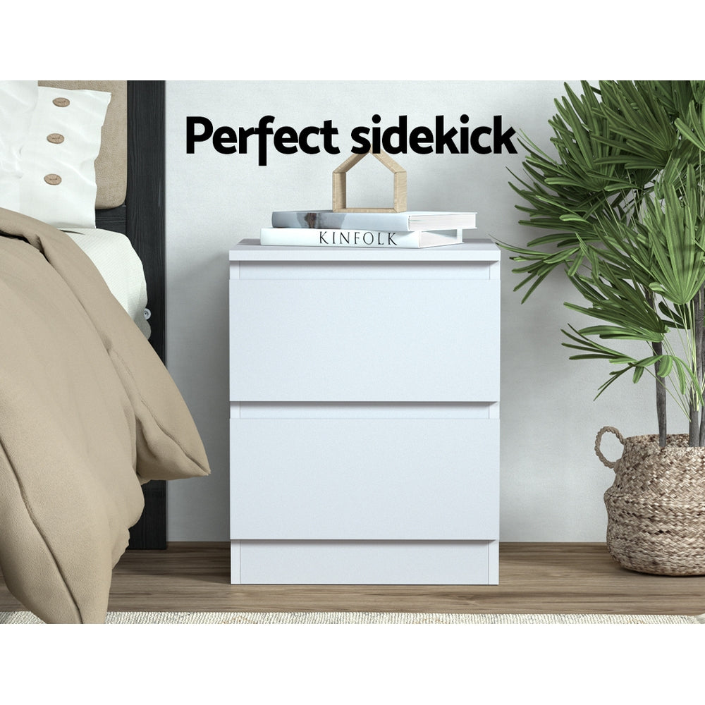 Pepe Bedside Table – White – 2 Drawers