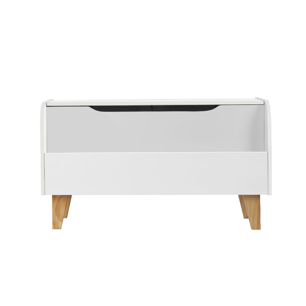 Harlow Kids Storage Box with Bookshelf – White & Natural – 80 cm