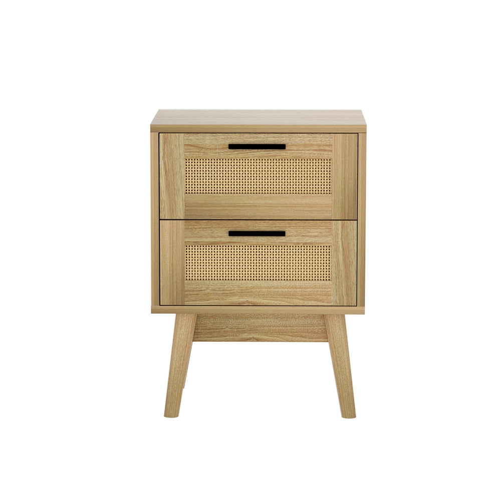 Melia Rattan Bedside Table – Wood – 2 Drawers