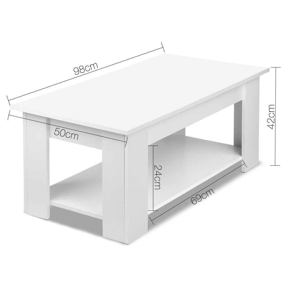 Elevation Lift-Top Coffee Table – White – 98 cm